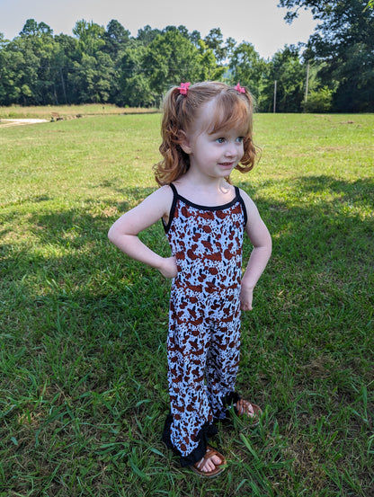 Cow print long flowy romper